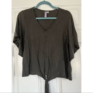 Dark gray comfy shirt with tie front